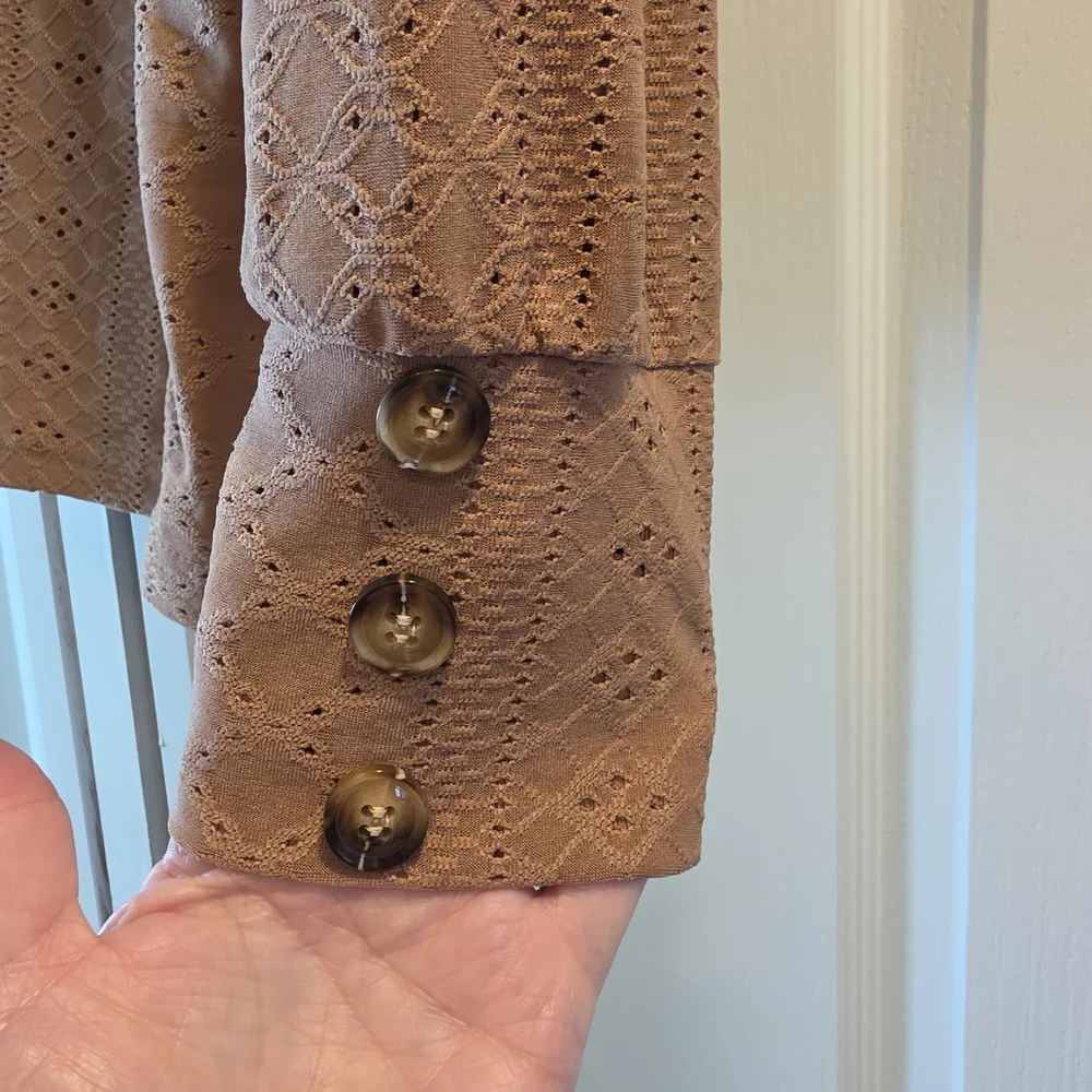 Women's Brown V-Neck Top - Picture 2 of 3